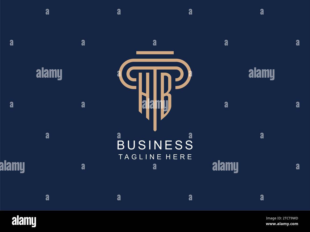 Logo de pilier initial HB, idées de conception de logo de cabinet d'avocats élégant et de luxe Illustration de Vecteur