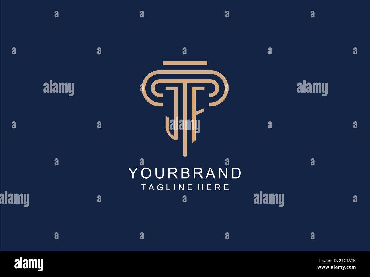Logo de pilier initial de JF, idées de conception de logo de cabinet d'avocats élégant et de luxe Illustration de Vecteur