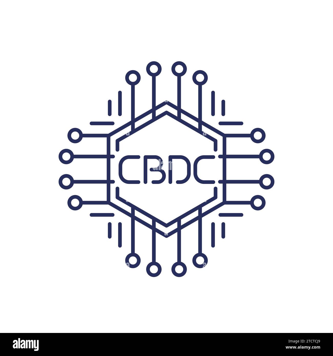 Icône de ligne CBDC, monnaie numérique de banque centrale Illustration de Vecteur