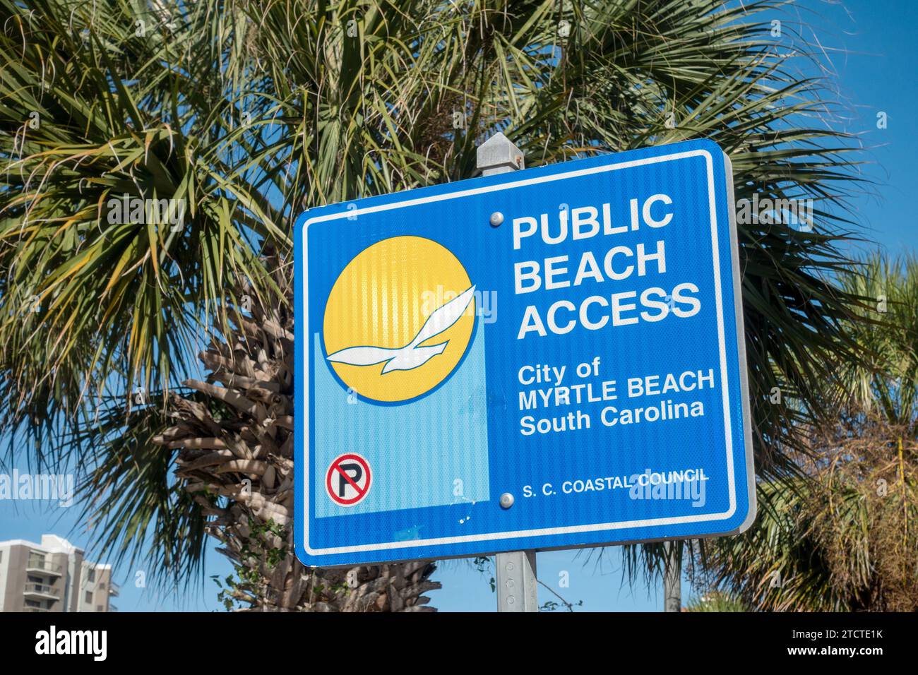 Panneau d'accès public à la plage Myrtle Beach Caroline du Sud États-Unis, publié par la ville de Myrtle Beach, le 13 novembre 2023 Banque D'Images