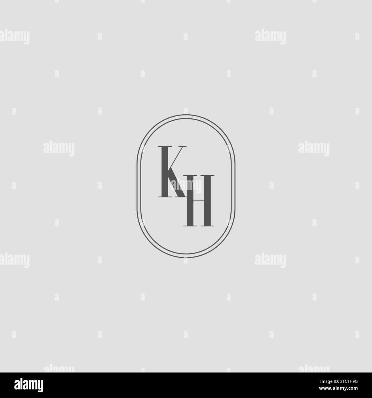 Graphique vectoriel de conception de logo de monogramme de mariage initial de KH Illustration de Vecteur