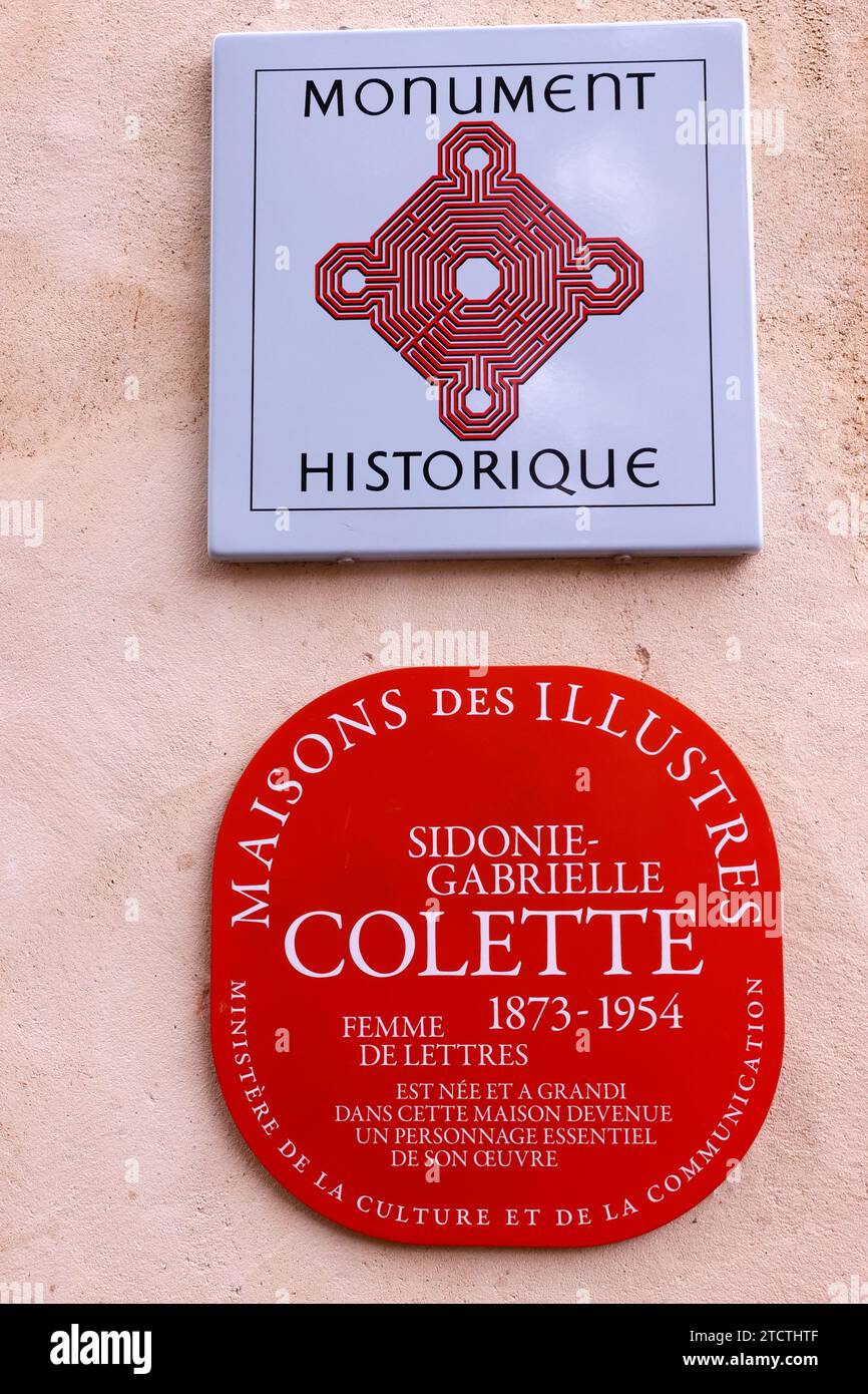 Saint Sauveur en Puisaye, Maison de Colette. Sidonie Gabrielle Colette était une romancière française ( 1873 - 1954 ). France. Banque D'Images