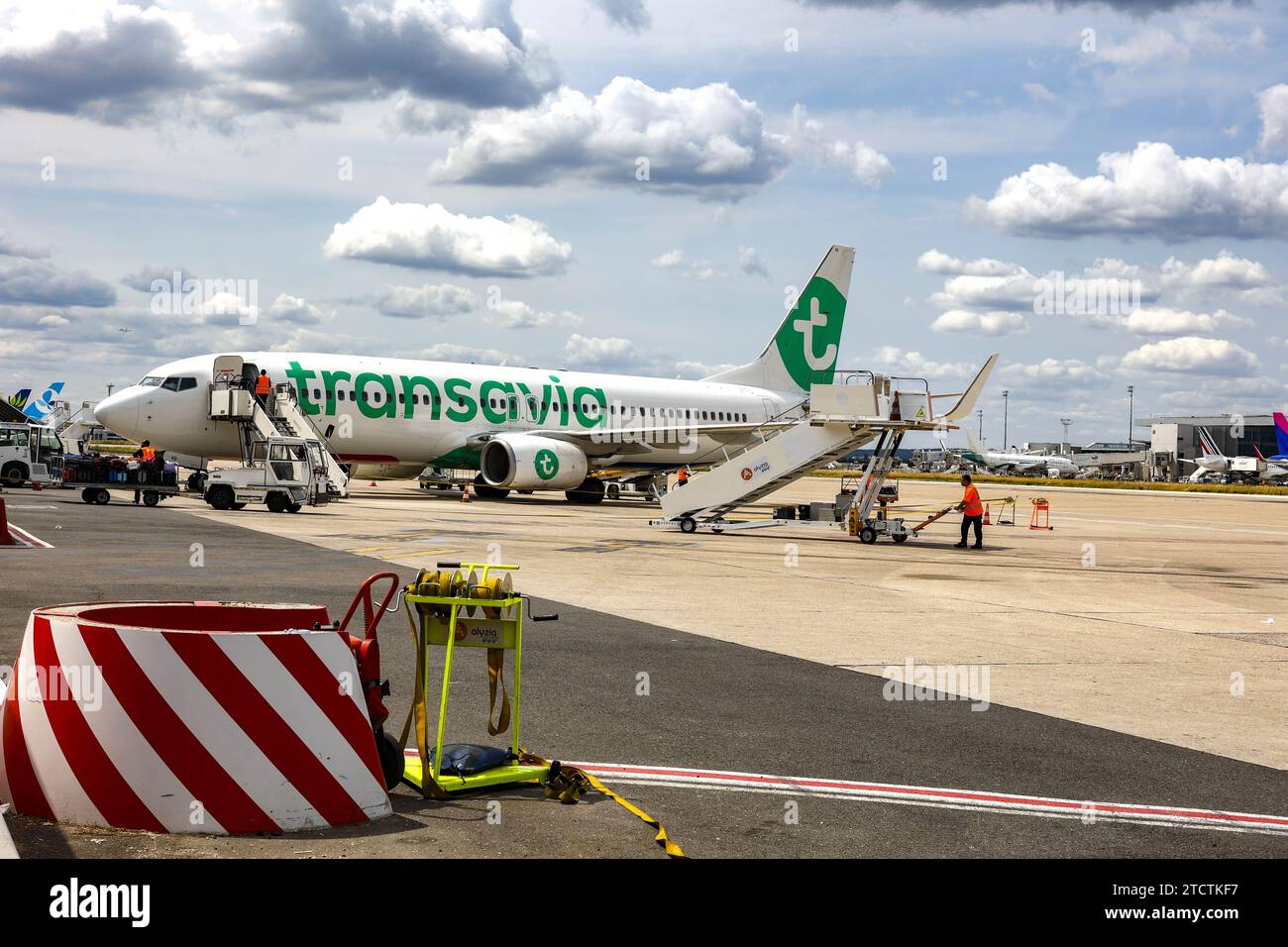Avion Transavia à l'aéroport d'Orly, France Banque D'Images