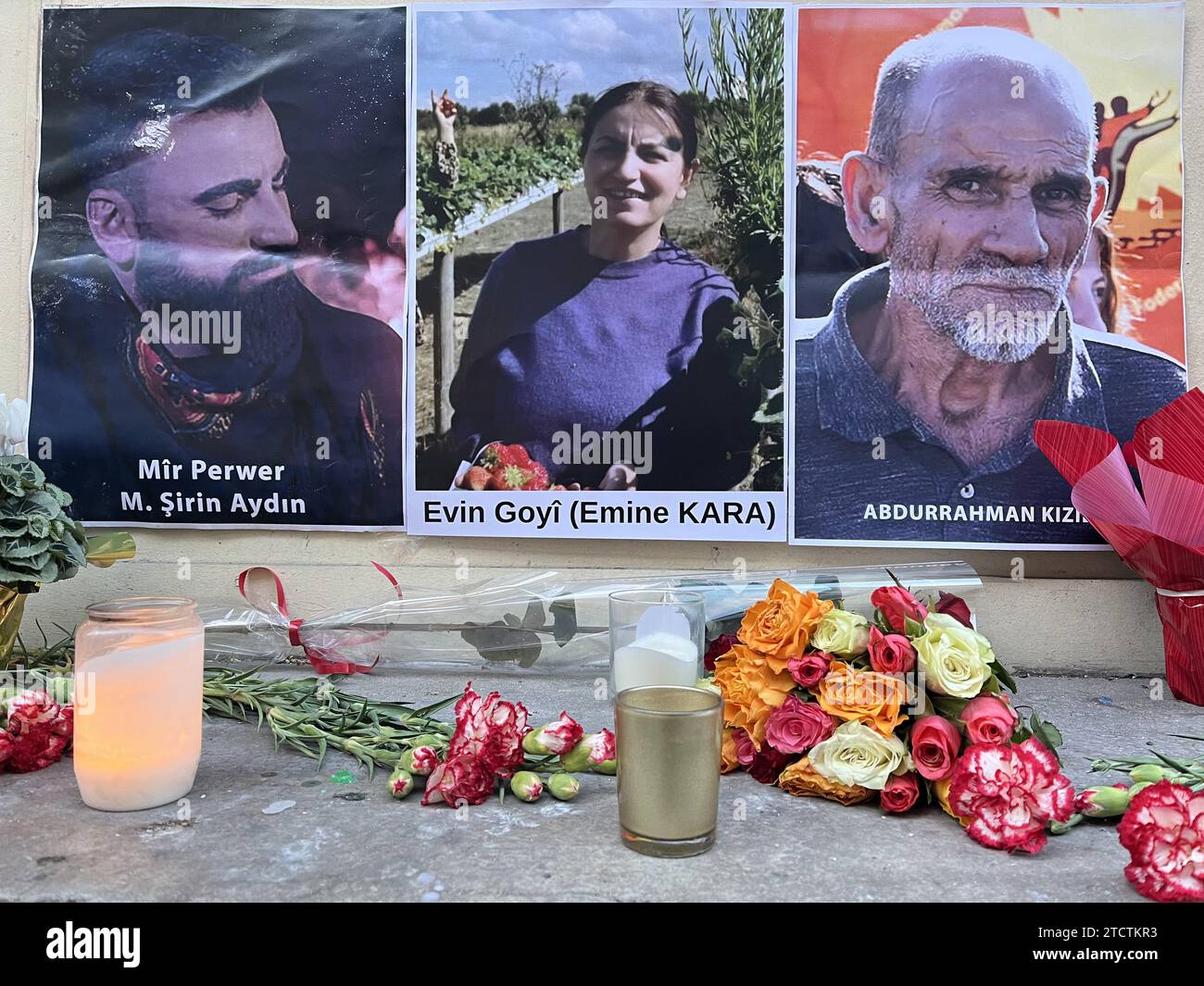 Mémorial pour 3 Kurdes tués à Paris en 2022 Banque D'Images