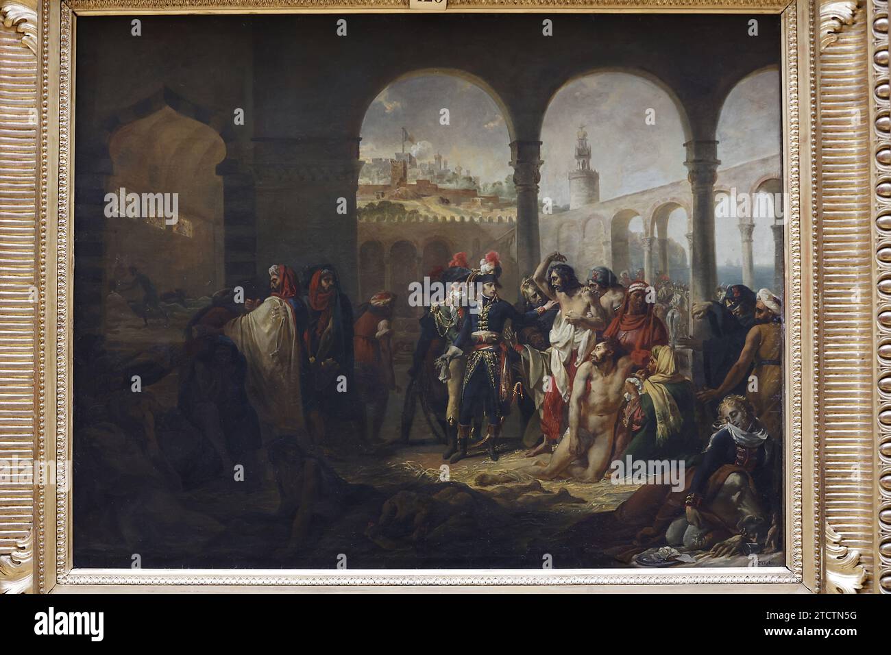 Château de Chantilly, musée Conde, Chantilly, Oise, France. Galerie de peinture. Napoléon Bonaparte en visite aux victimes de la peste de Jaffa, Antoine-Jean gros, Banque D'Images