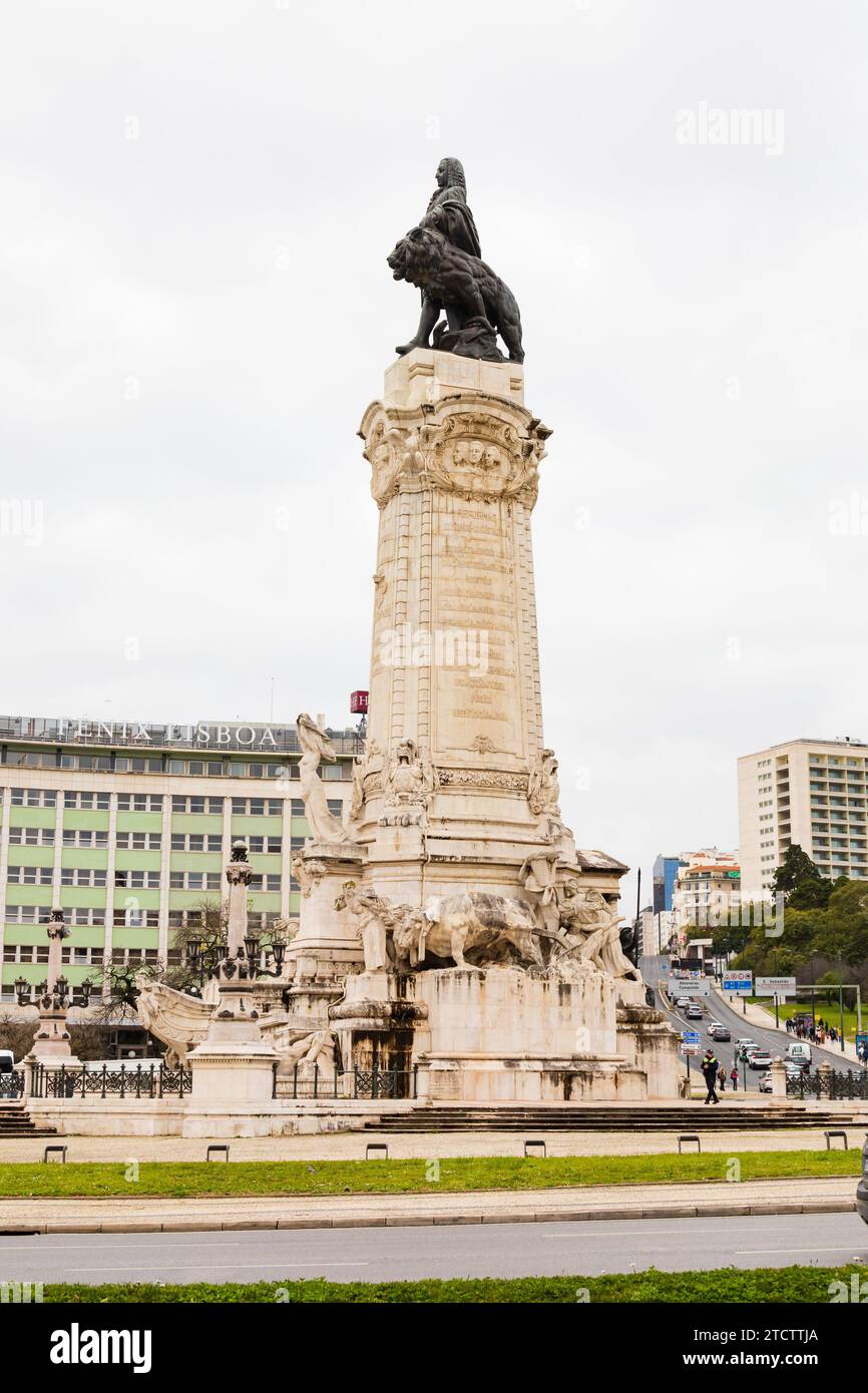 Statue de Sebastiao Jose de Carvalho e Melo, 1e marques de Pombal. PARCA do marques de Pombal. Lisbonne, Portugal Banque D'Images