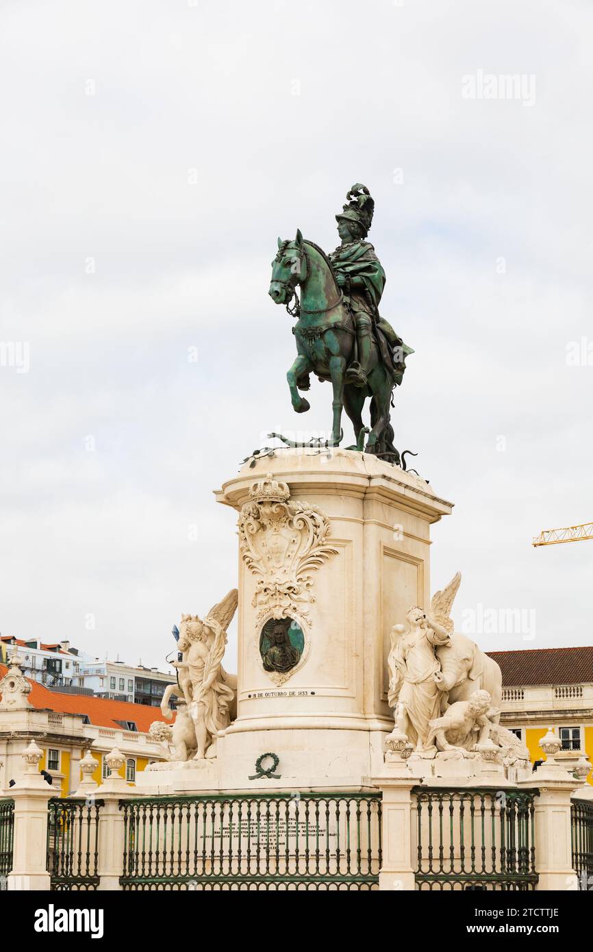 Statue du roi José I à cheval, Praca do Comercio. Lisbonne, Portugal Banque D'Images
