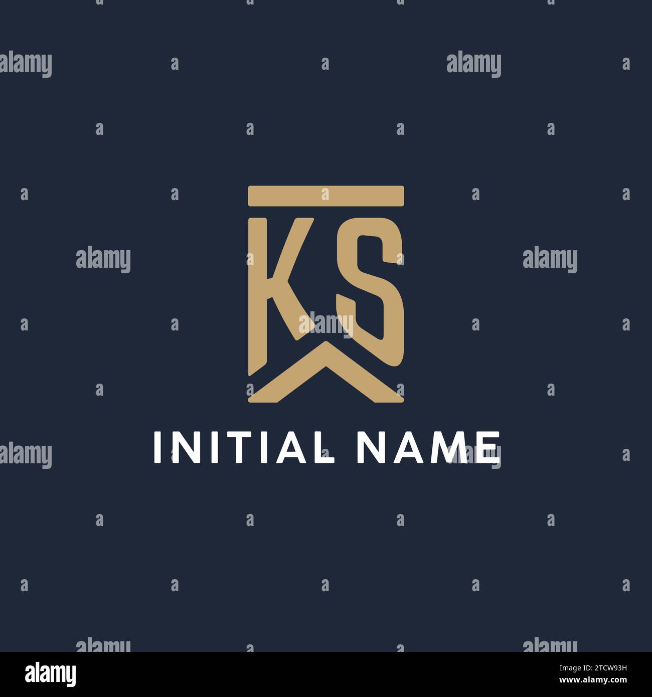 Conception initiale du logo monogramme KS dans un style rectangulaire avec des idées de côtés incurvés Illustration de Vecteur
