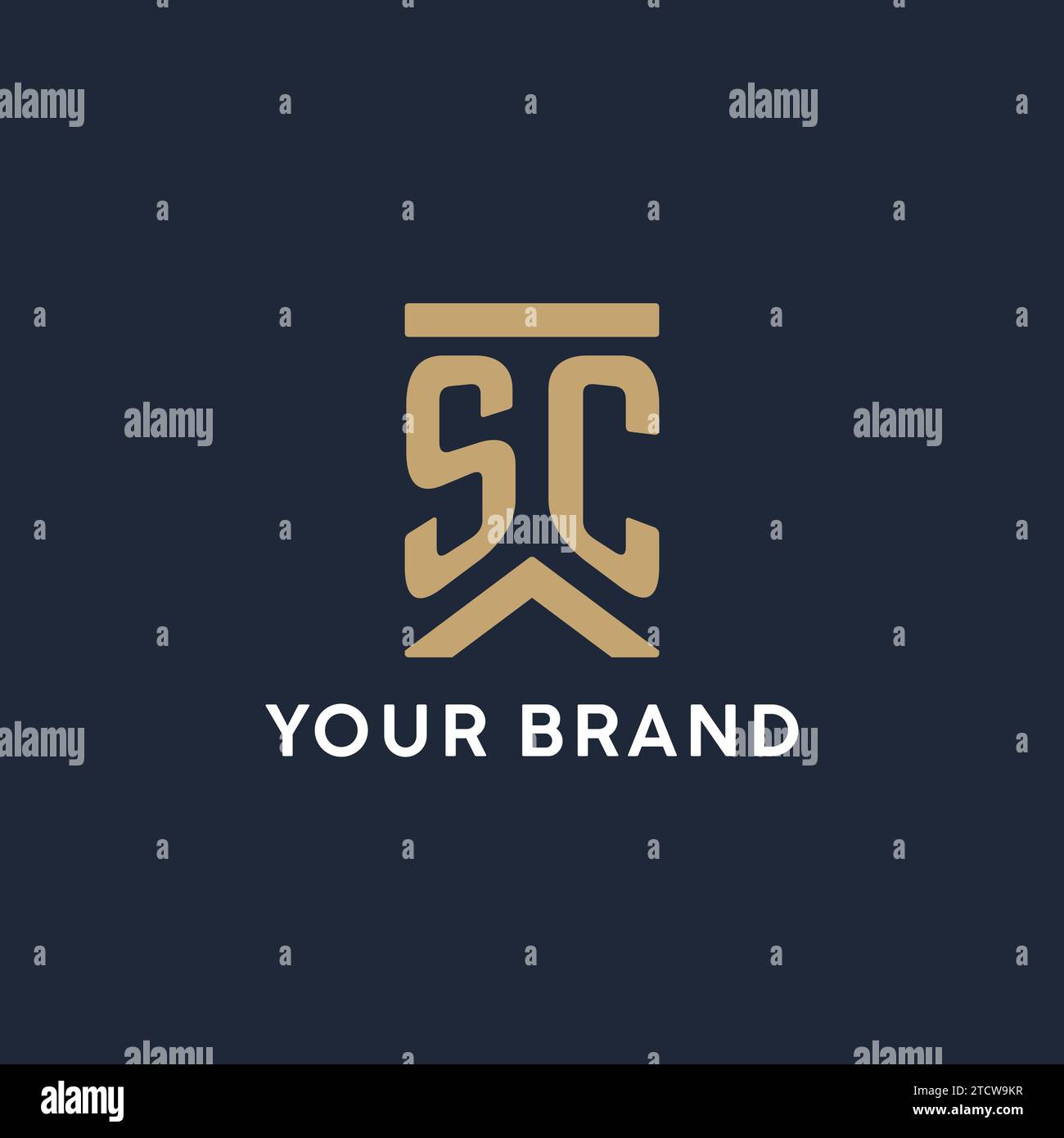 Logo monogramme SC initial dans un style rectangulaire avec des idées de côtés incurvés Illustration de Vecteur