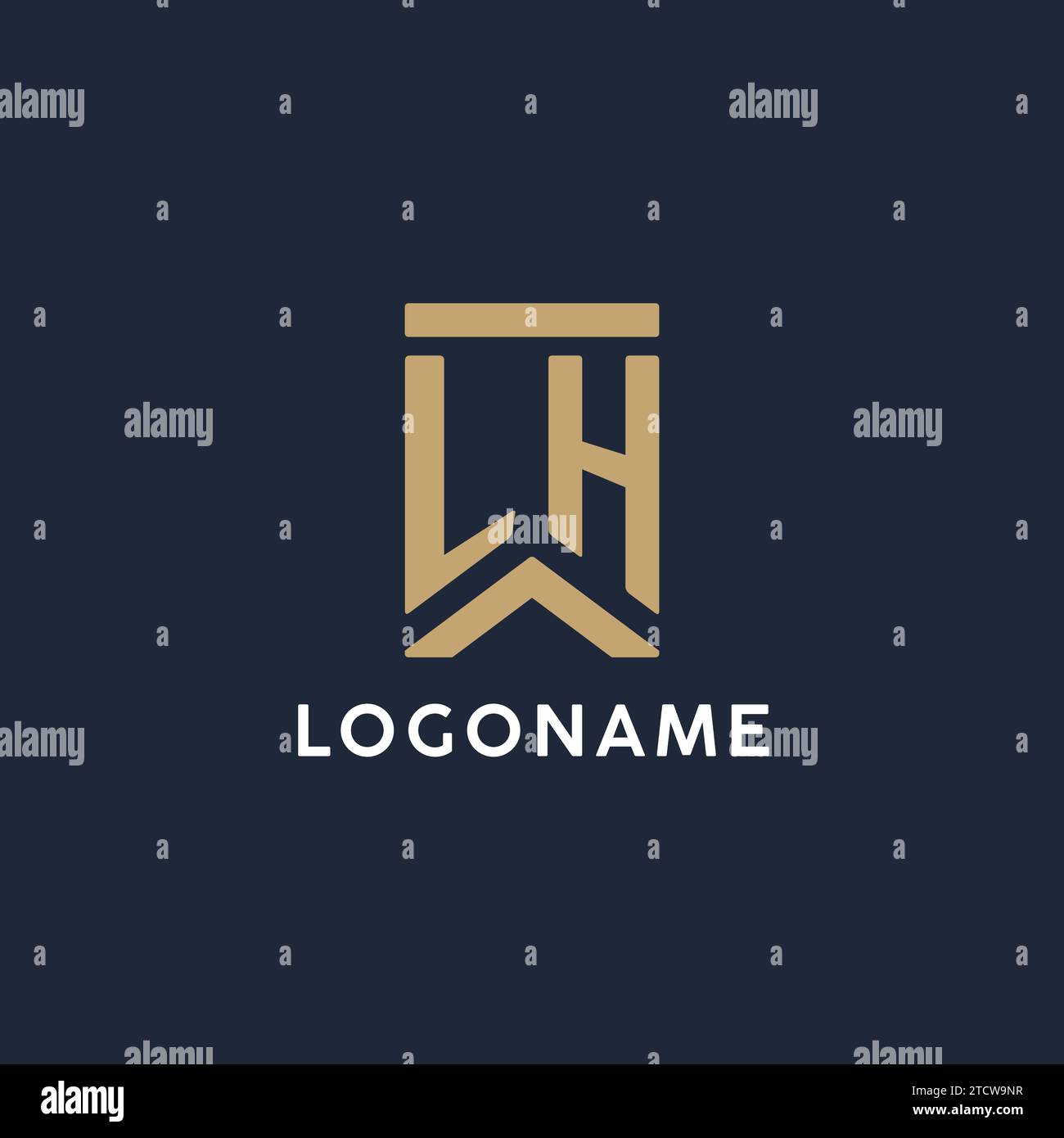 Logo monogramme initial LH dans un style rectangulaire avec des idées de côtés incurvés Illustration de Vecteur