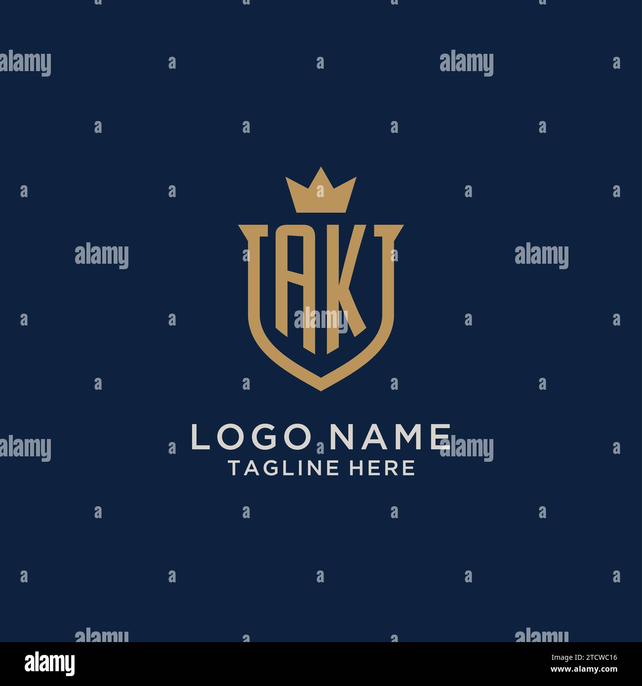 Graphique vectoriel du logo de la couronne du bouclier initial AK Illustration de Vecteur