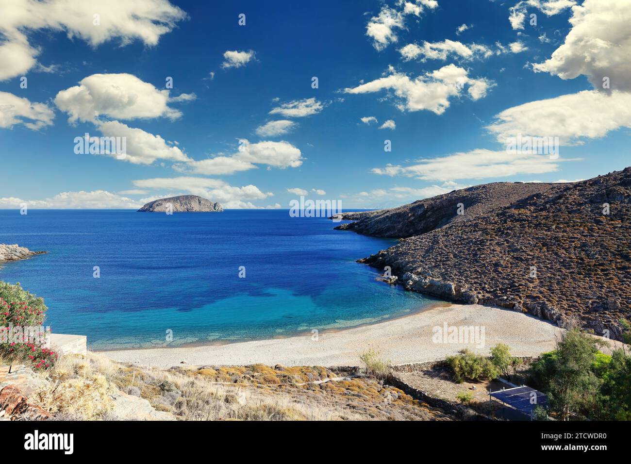 La plage Lia de l'île de Serifos dans les Cyclades, Grèce Banque D'Images