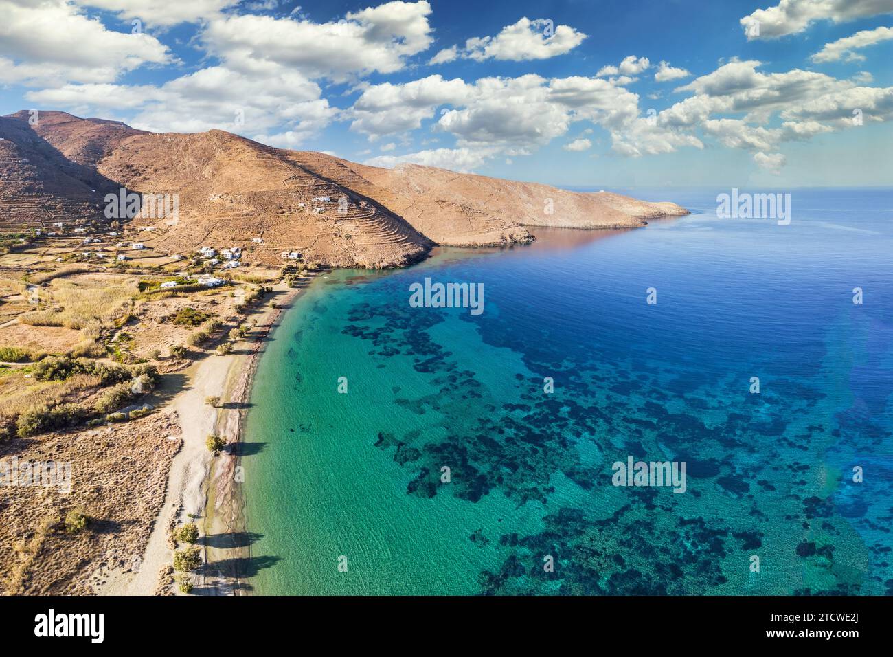 La plage Sykamia de l'île de Serifos dans les Cyclades, Grèce Banque D'Images
