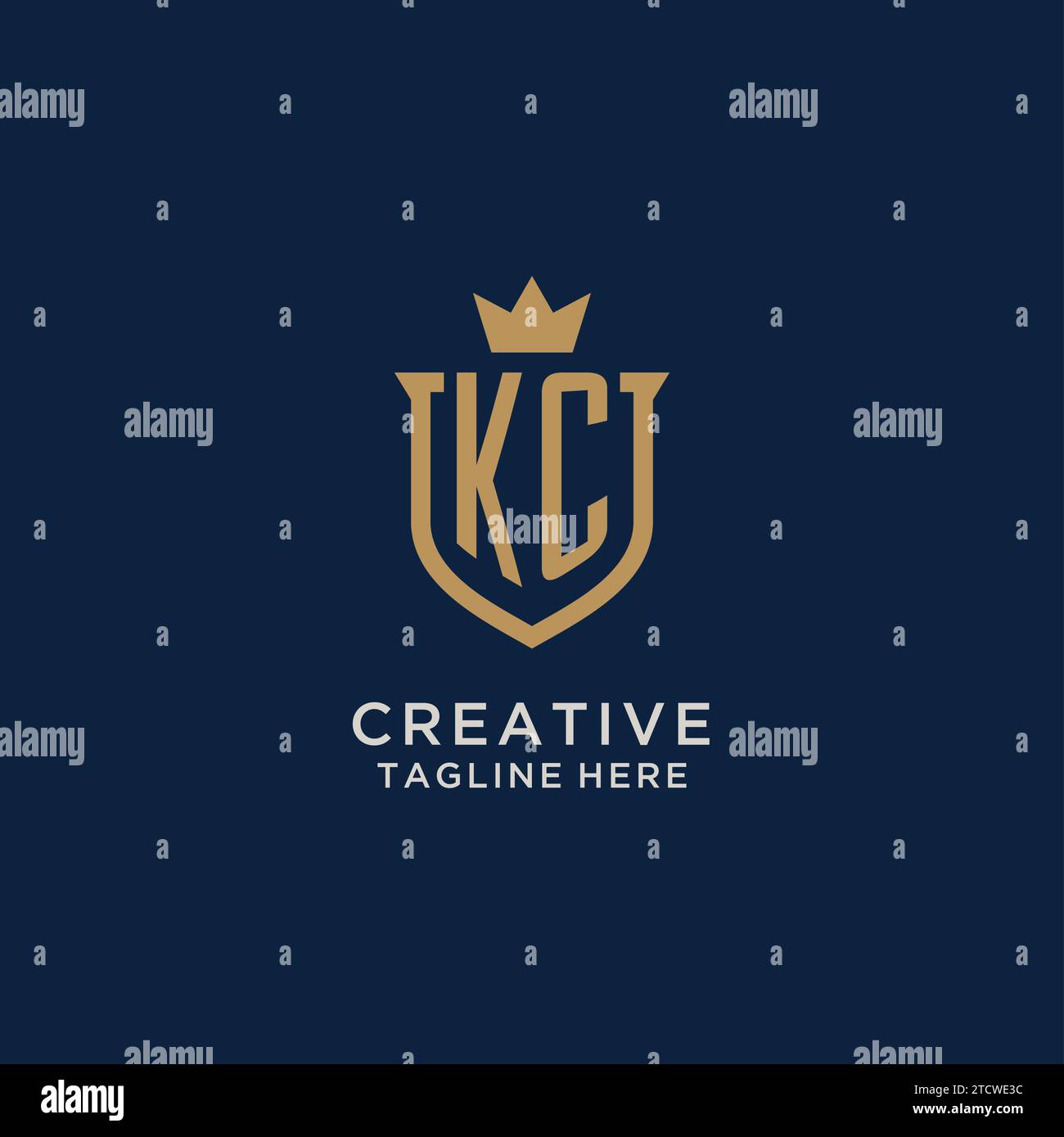 Graphique vectoriel de logo de couronne de bouclier initial KC Illustration de Vecteur