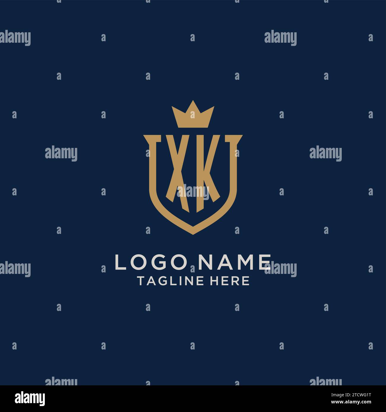 Graphique vectoriel du logo de la couronne du bouclier initial XK Illustration de Vecteur