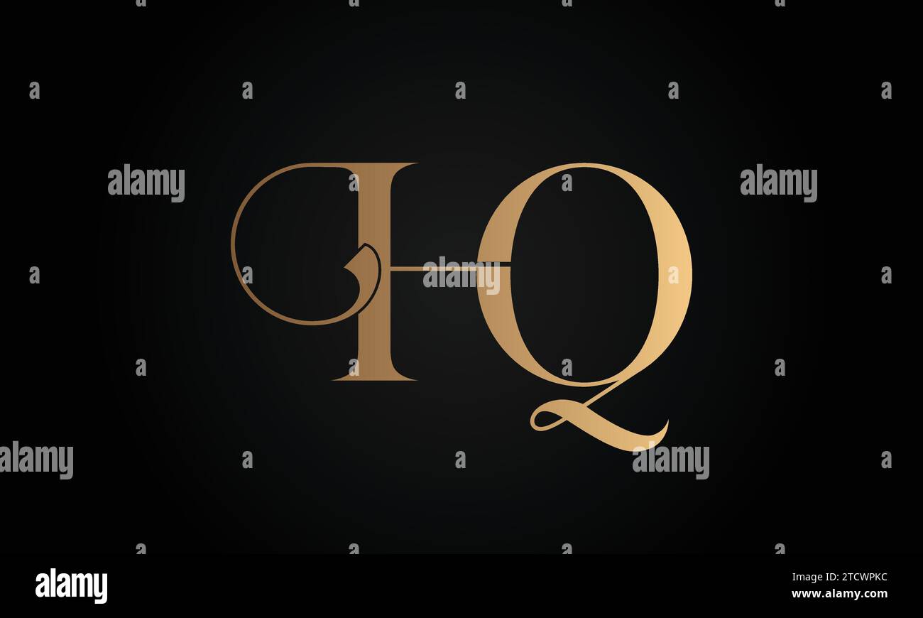 Design initial de luxe de lettre de texte HQ ou QH Monogram Illustration de Vecteur