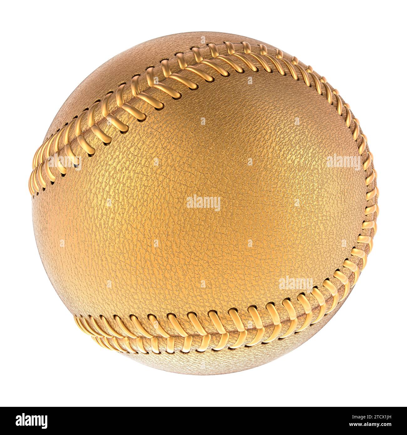 Balle de baseball dorée, rendu 3D isolé sur fond blanc Banque D'Images