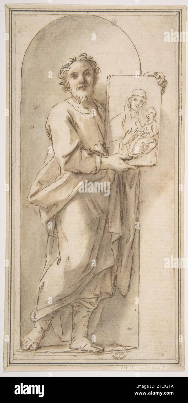 Saint Luc tenant une peinture de la Vierge et de l'enfant 1880 par Marcantonio Franceschini Banque D'Images