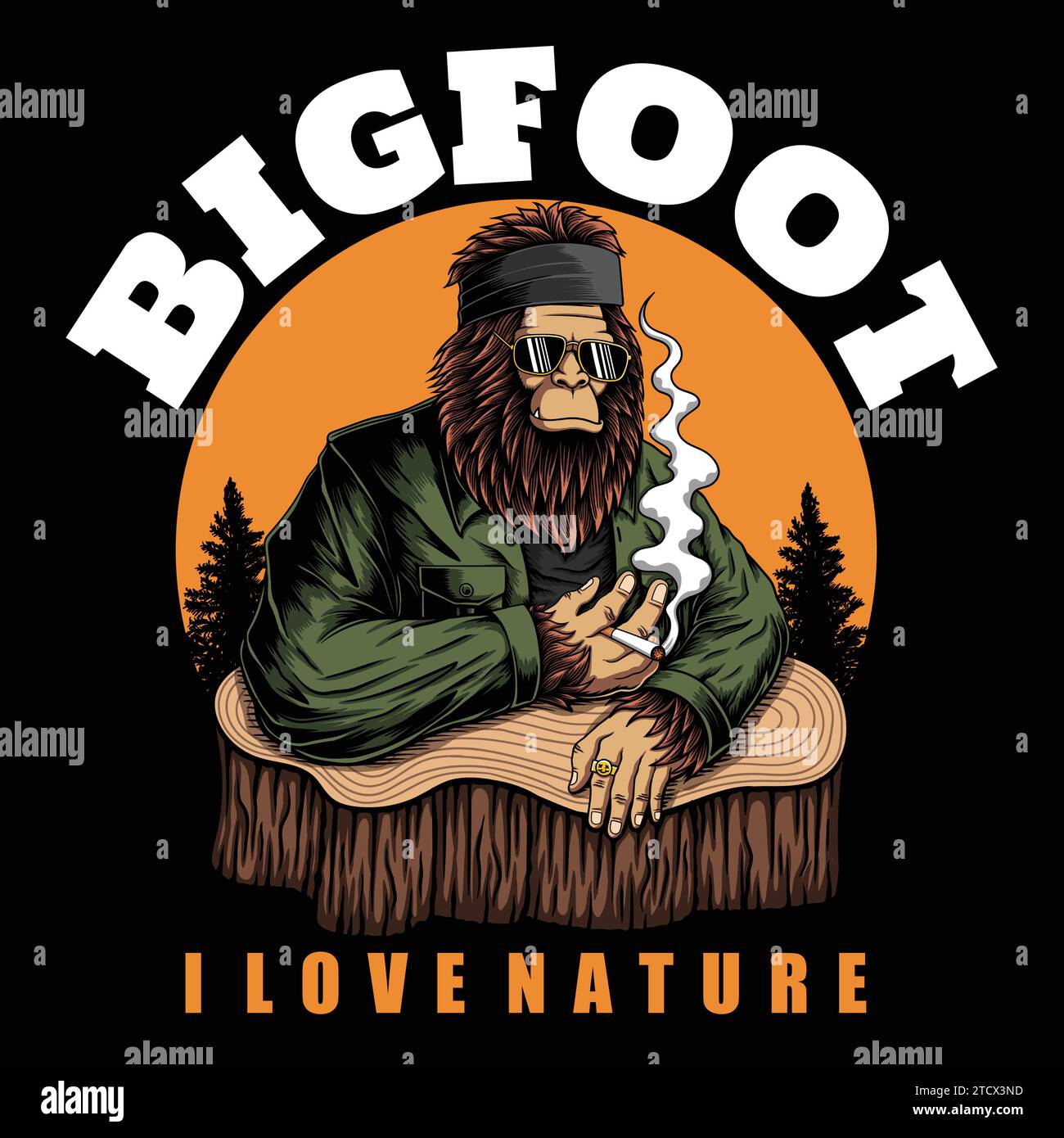 Le personnage Bigfoot aime l'illustration vectorielle de la nature pour votre entreprise ou votre marque Illustration de Vecteur