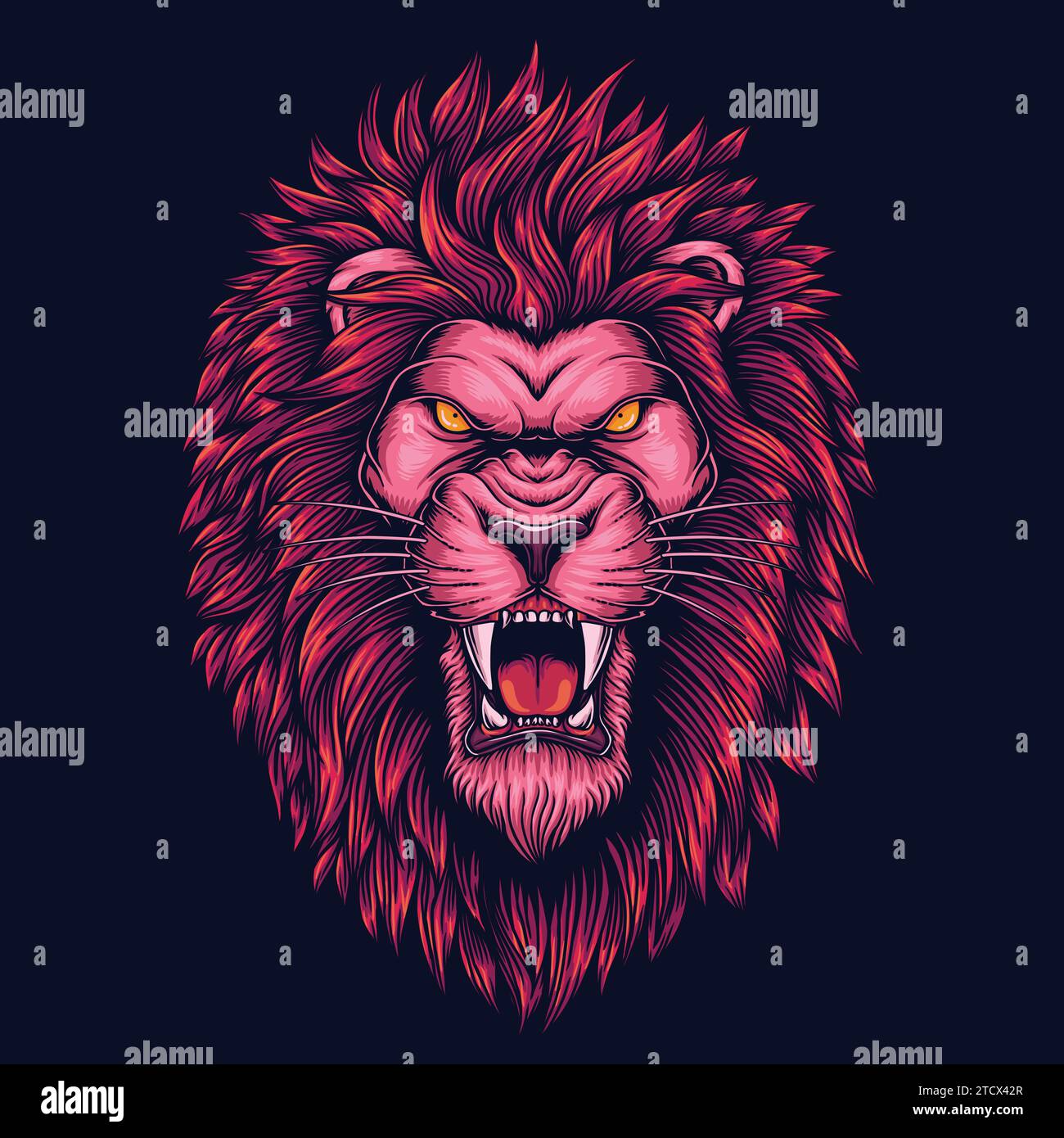 Illustration vectorielle rugissante tête rose lion pour votre entreprise ou votre marque Illustration de Vecteur