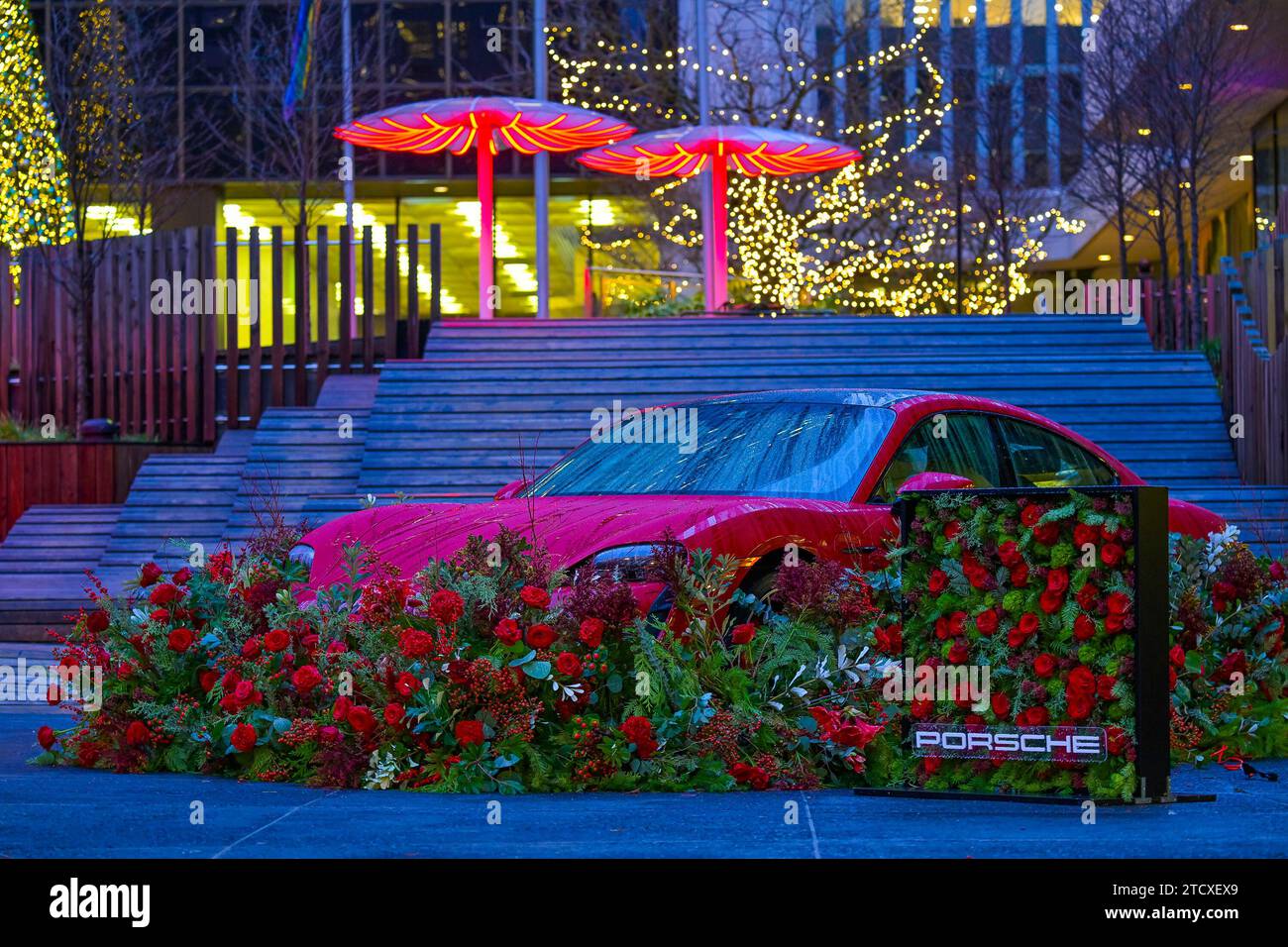 Porsche, fleurs de Villes Noël, exposition florale, Vancouver, Colombie-Britannique, Canada Banque D'Images