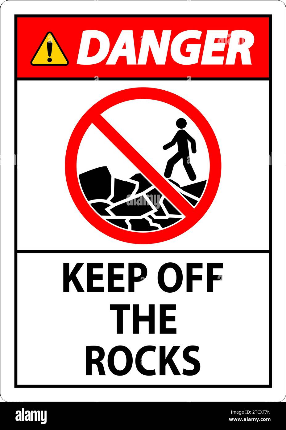 Panneau danger ne pas toucher aux rochers Illustration de Vecteur