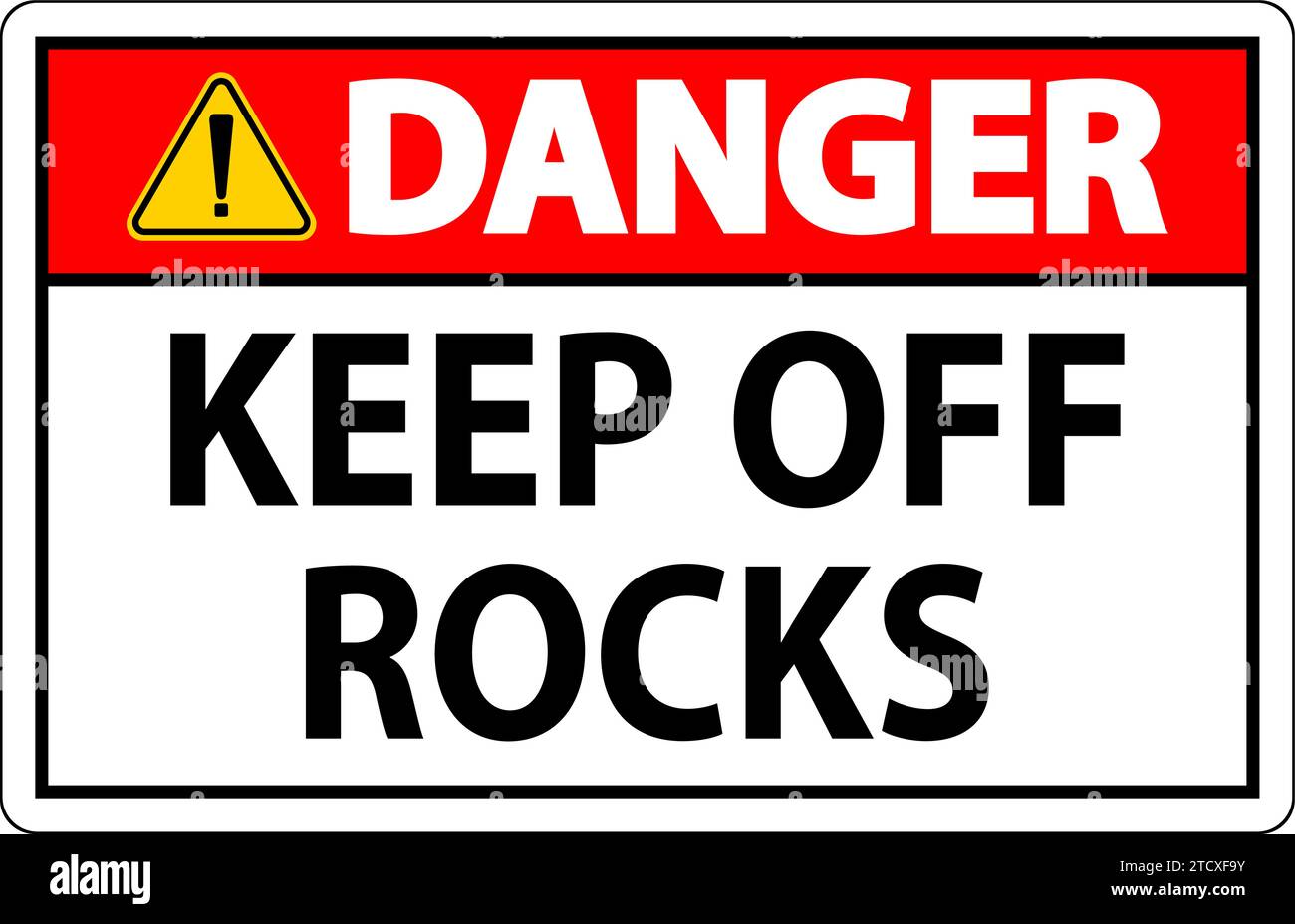 Panneau danger ne pas toucher aux rochers Illustration de Vecteur