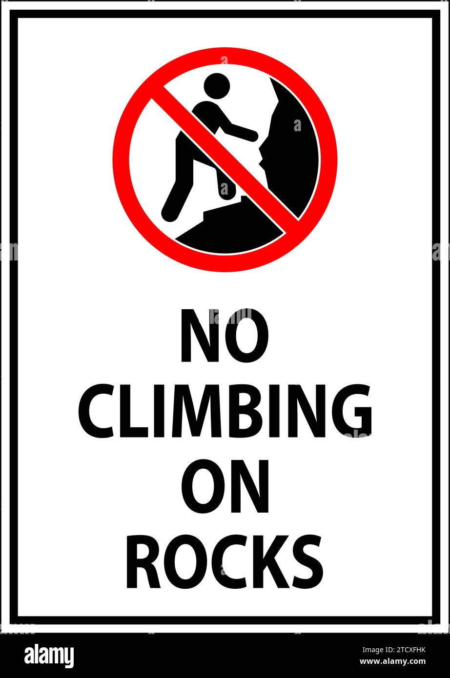 Panneau terrain de camping, pas d'escalade sur les rochers Illustration de Vecteur
