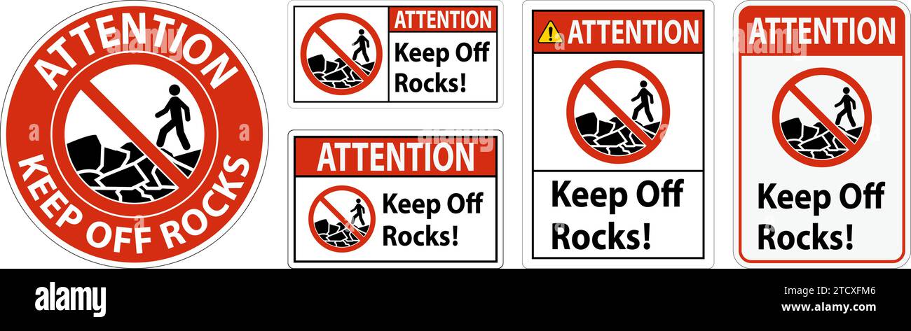 Panneau d'avertissement Keep Off Rocks Illustration de Vecteur
