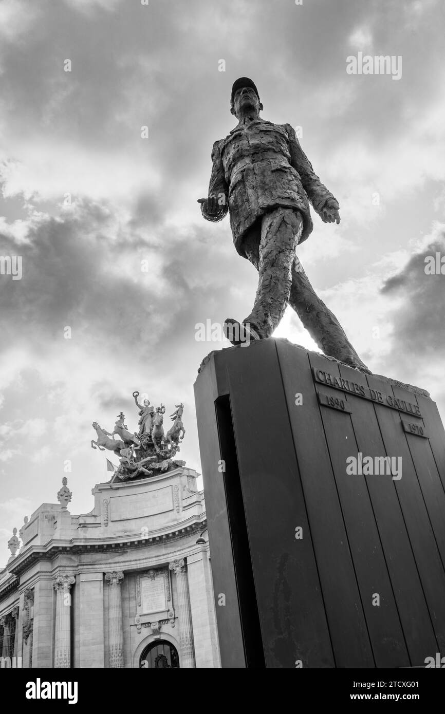 Monument sculpture du président français Charles de Gaulle, PARIS, France Banque D'Images