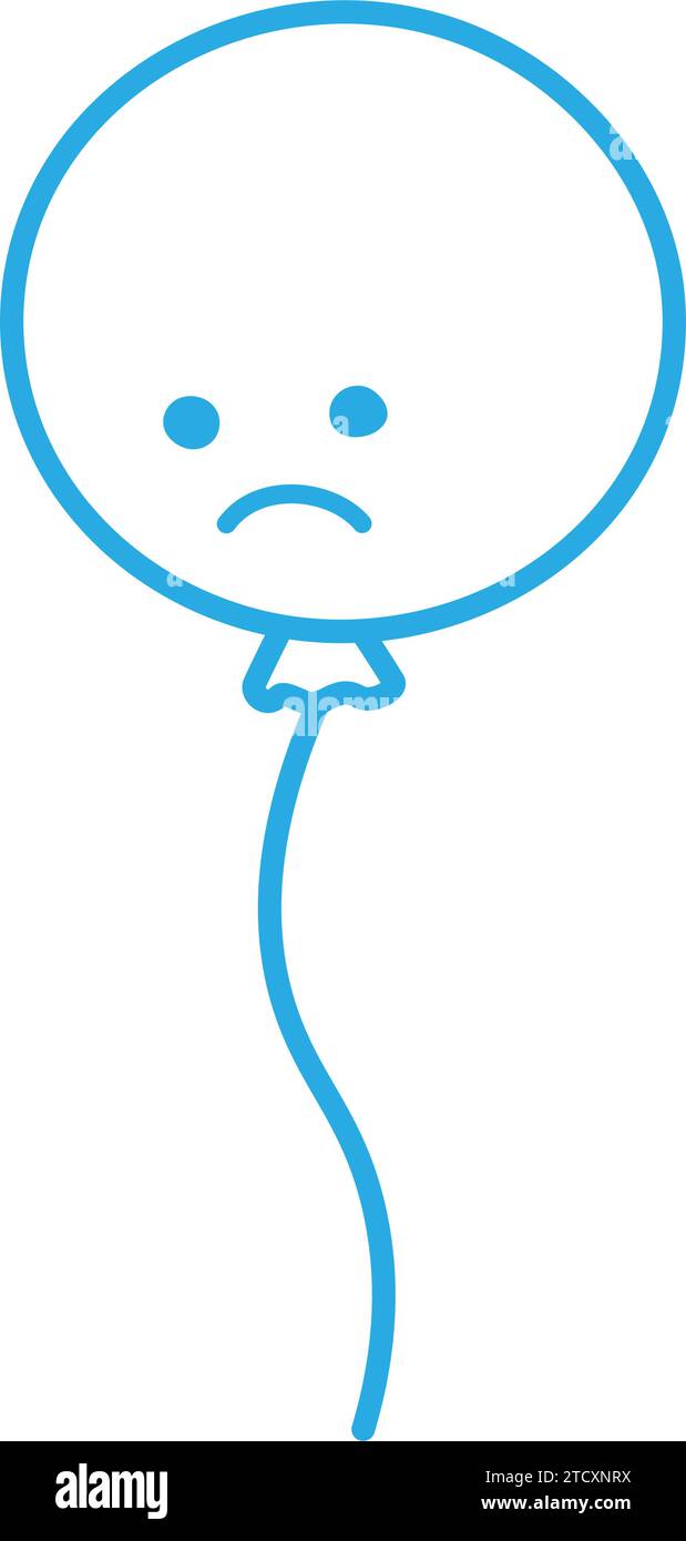 Dessin de contour d'un ballon Blue Monday avec visage souriant triste en bleu tendance. Joyeux lundi Blu. Isoler. EPS. Concept de conception de vecteur pour icône, logo, autocollant ou voeux, carte et autres utilisations diverses Illustration de Vecteur