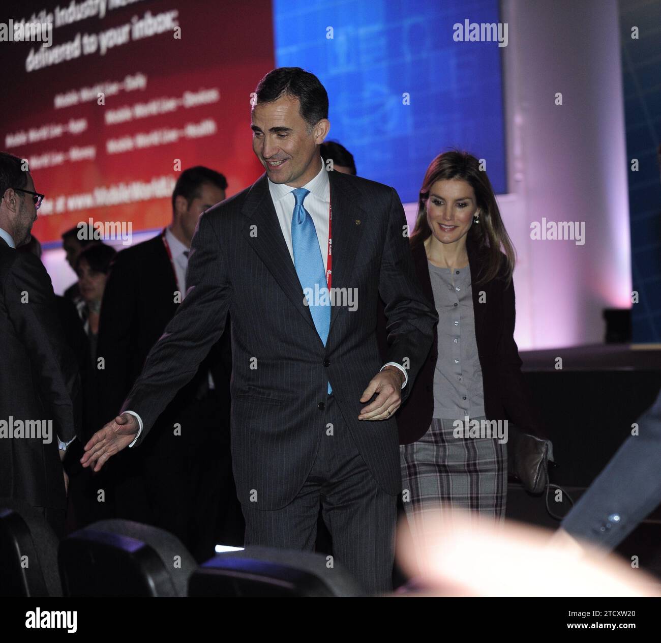 Barcelone. 02/24/2014. La Princesse Letizia et le Prince des Asturies ont inauguré le Mobile World Congress Show à Barcelone lors de la conférence de Mark Zuckenberg, créateur de Facebook. Photos Ines Baucells. Archdc. Crédit : Album / Archivo ABC / Inés Baucells Banque D'Images