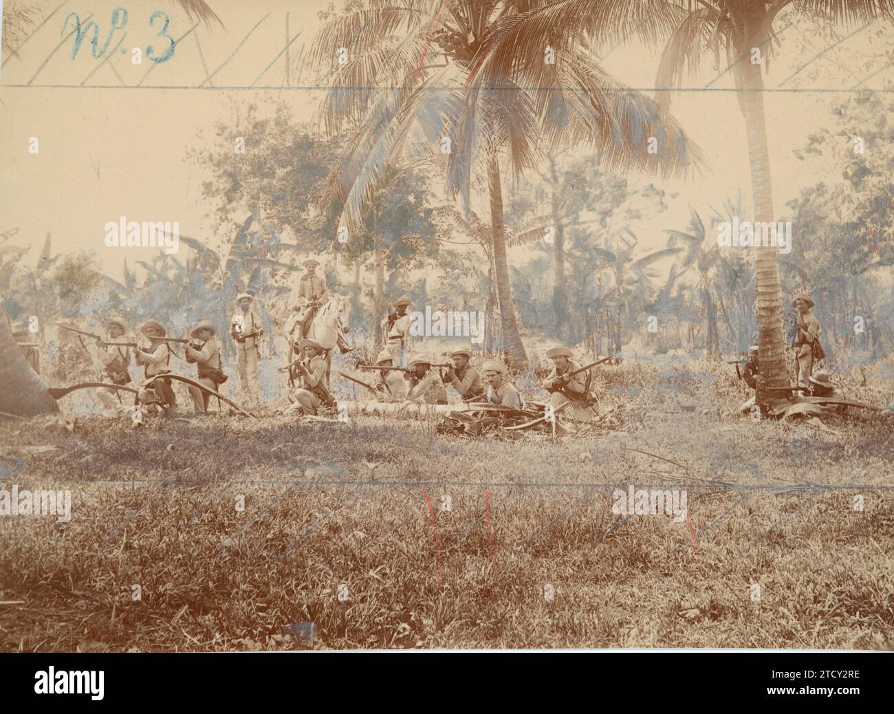 Cuba, octobre 1896. Guerre cubaine. Le ?Palenque ? guérilla faisant feu. Crédit : Album / Archivo ABC Banque D'Images