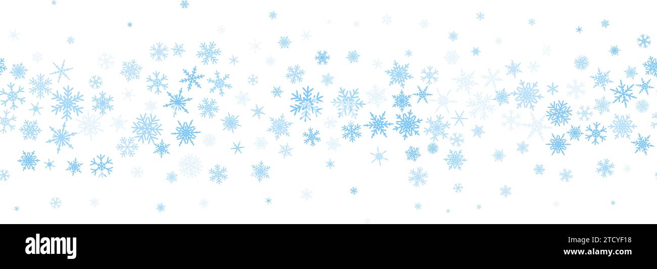 Fond vectoriel Snowflakes. Décoration de vacances d'hiver avec éléments en cristal bleu. Cadre de glace graphique isolé sur fond blanc. Illustration de Vecteur