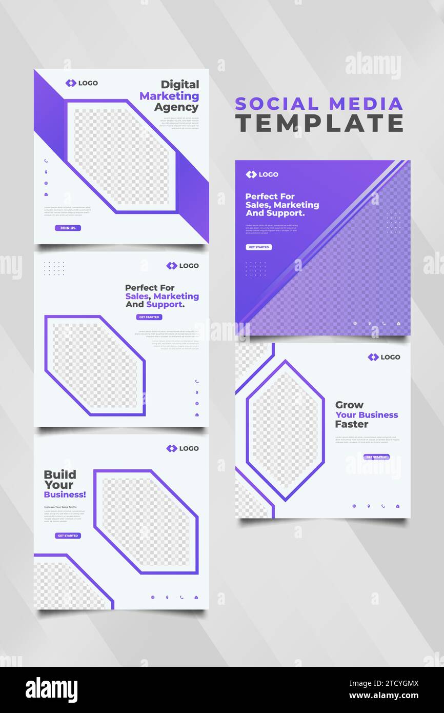 Modèle de publication de médias sociaux d'agence de marketing numérique dans un concept moderne et futuriste. Collection de modèle de médias sociaux d'entreprise Illustration de Vecteur