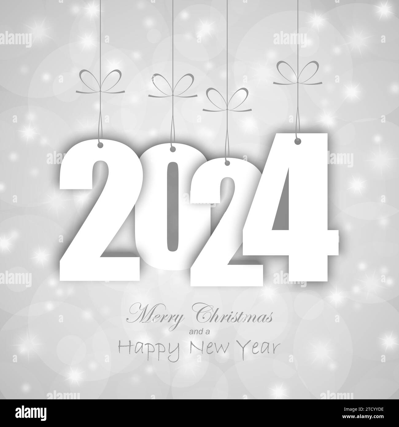 Fichier vectoriel eps avec numéros d'étiquette volante de couleur blanche pour le nouvel an 2024 Illustration de Vecteur