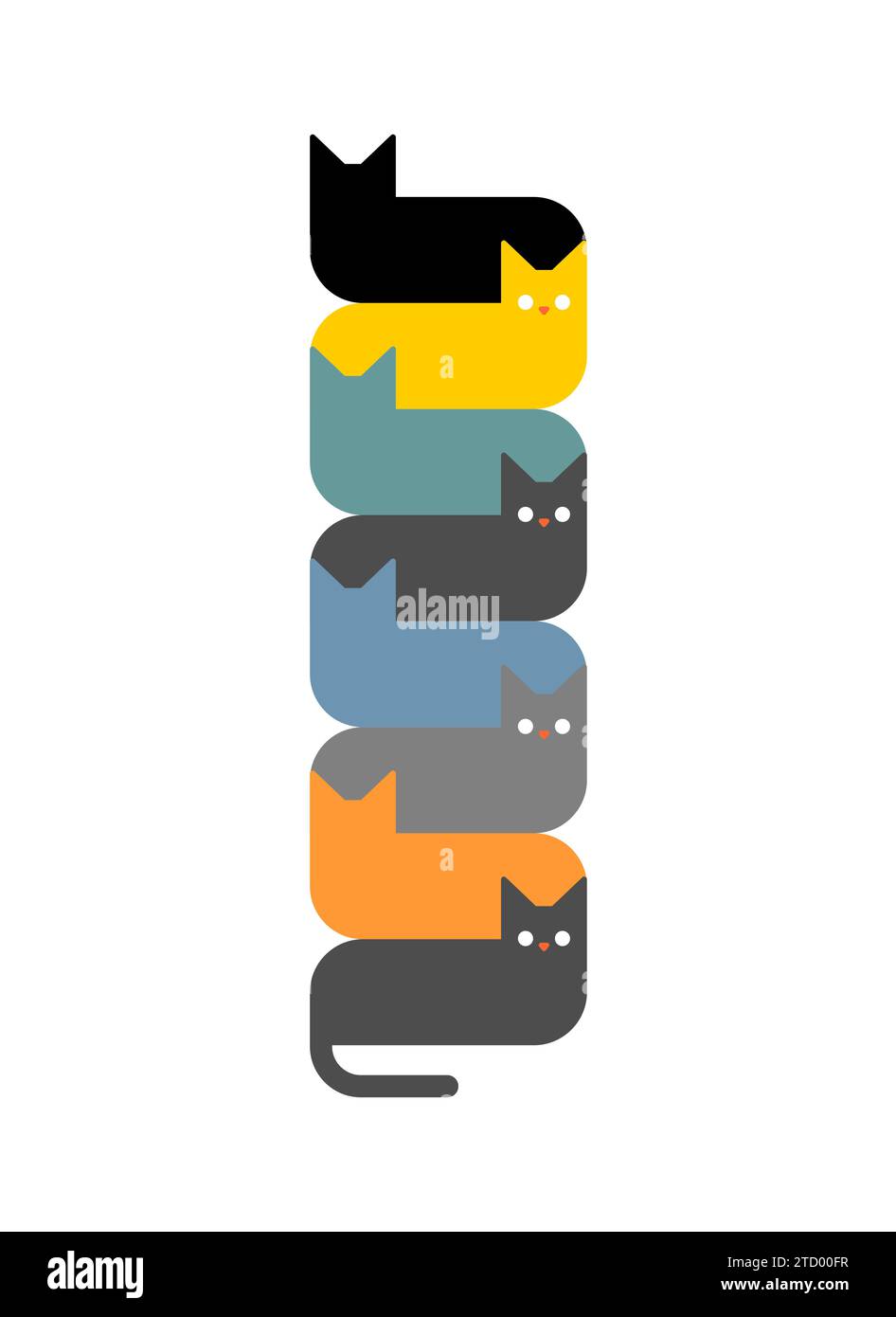 Chaîne de chats. Beaucoup d'animaux de compagnie. Set Cat Illustration de Vecteur