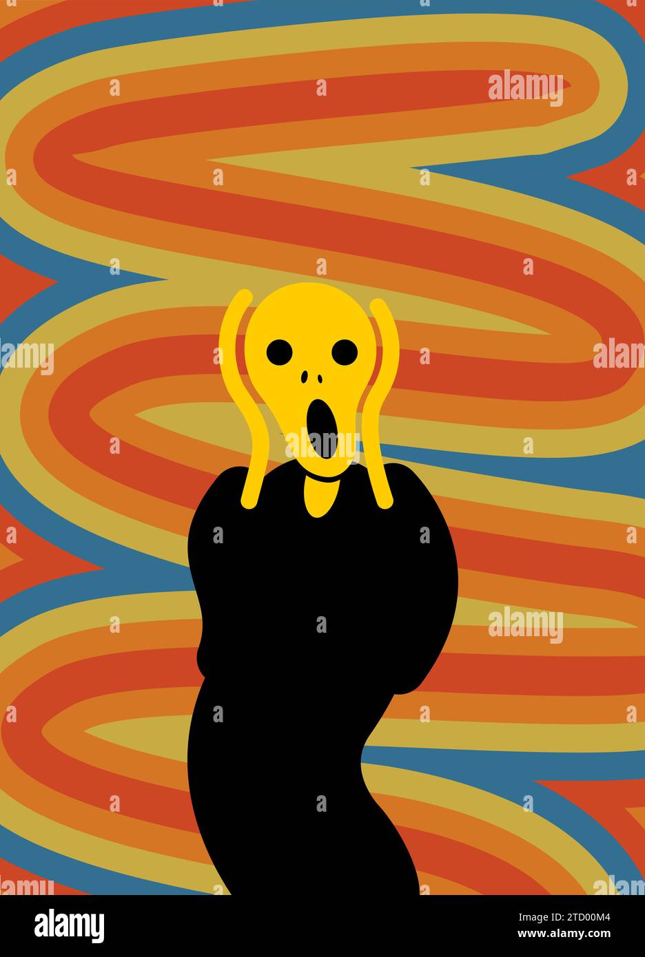 Scream Munch painting. L'homme a peur et crie. Art horror, Illustration de Vecteur