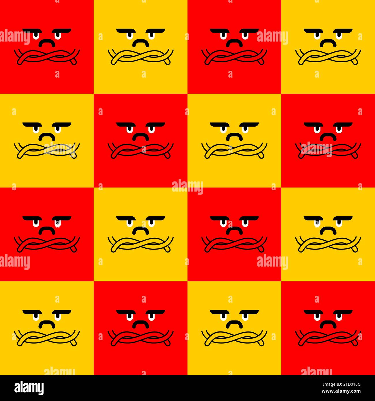 Angry Pattern Seamless. Arrière-plan de visage malheureux. Ornement emoji agressif Illustration de Vecteur