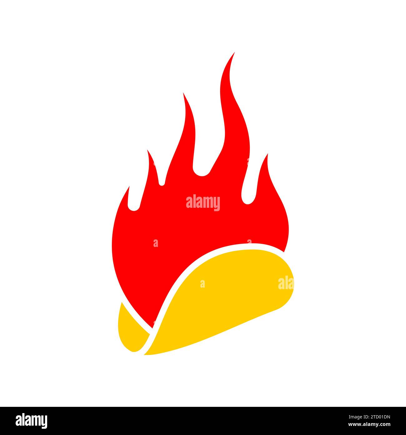 Icône de signe burrito ardent. Symbole de restauration rapide chaude. Nourriture ardente. Concept de Street food avec poivre. Illustration de Vecteur