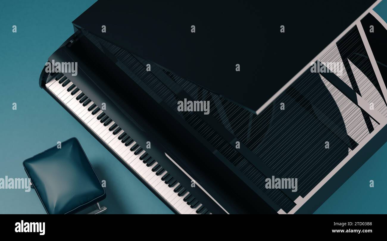 Gros plan des touches du clavier du piano à queue. Banque D'Images