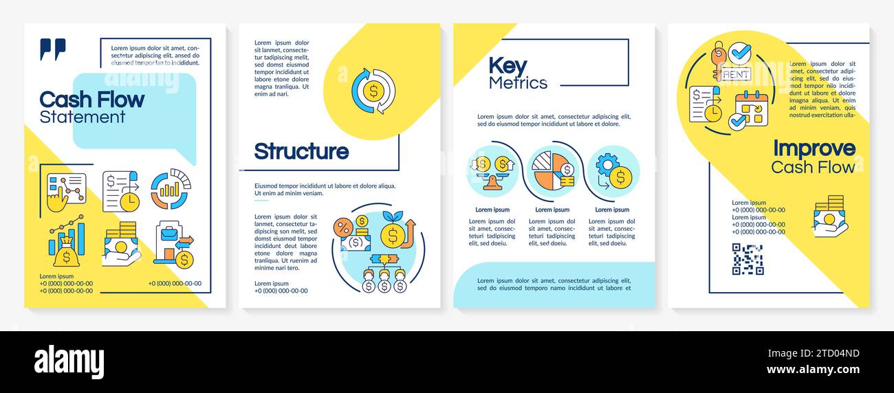 Brochure créative avec icônes linéaires de flux de trésorerie Illustration de Vecteur