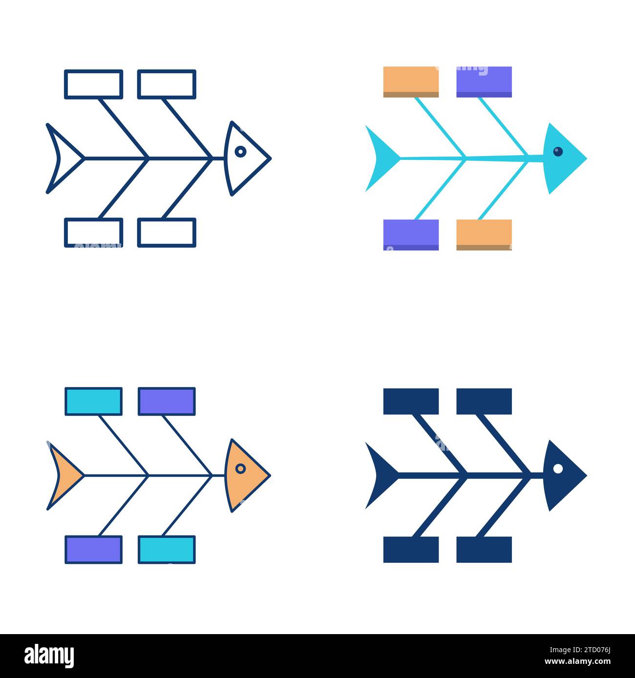 Icône de diagramme en arête de poisson Ishikawa définie dans un style plat et linéaire. Schéma de cause à effet, tableau de résolution des problèmes. Illustration vectorielle Illustration de Vecteur