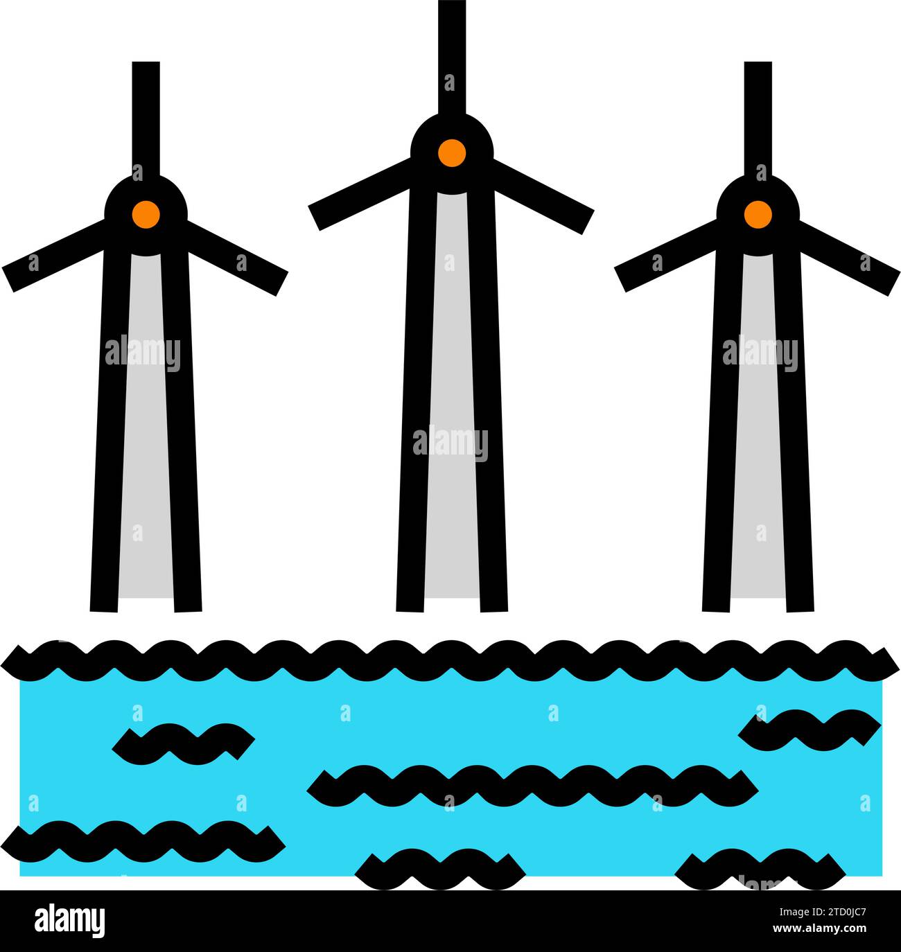 illustration vectorielle d'icône couleur d'éolienne offshore Illustration de Vecteur