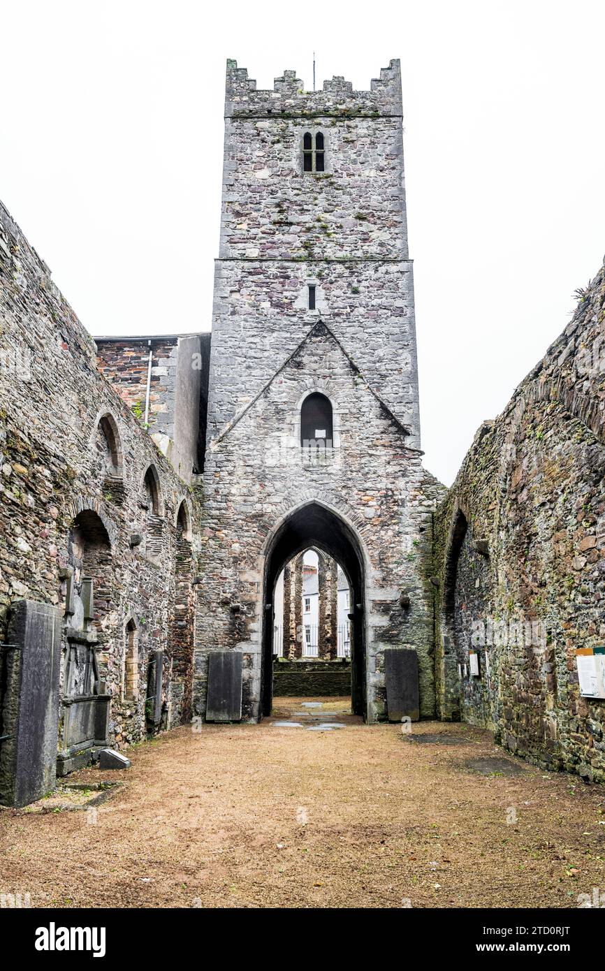 Ruines de l'église française ou frère franciscain construit au 13e siècle et fondé par Sir Hugh Purcell, dans le triangle viking de Waterford ville, Irlande Banque D'Images