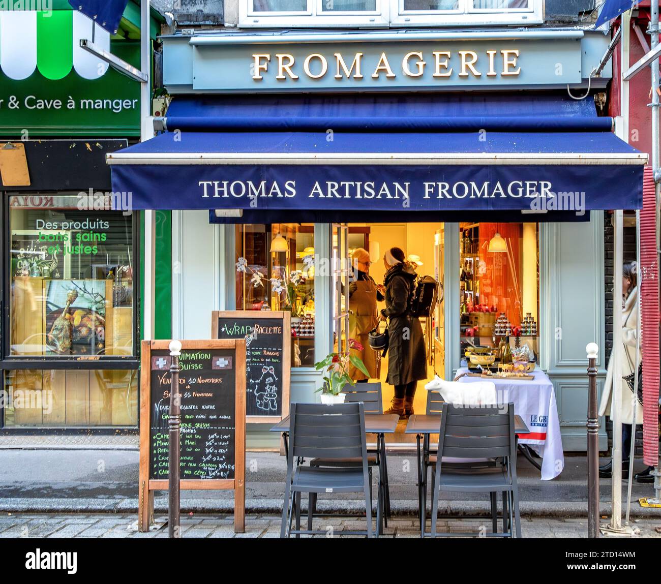 Thomas Artisan Fromager, une fromagerie spécialisée rue Cadet dans le 9e arrondissement de Paris, France rue Cadet Banque D'Images