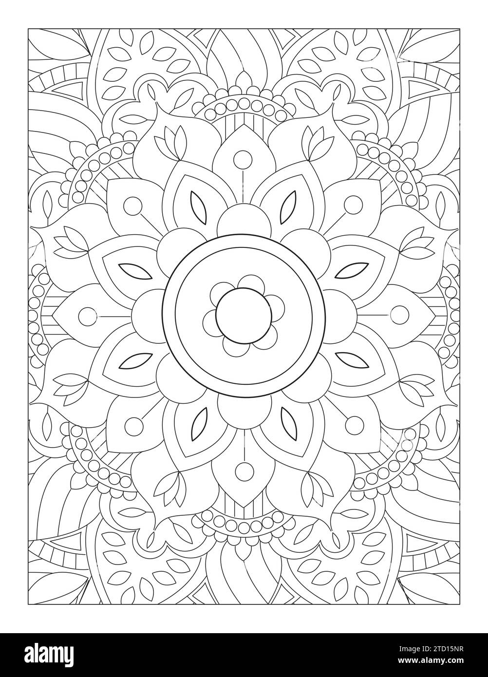 Page de coloration de style Mandala simple, motif Mandala 8,5" x 11 pour KDP, Coloriage adulte, Coloriage Mandala pour enfants Illustration de Vecteur