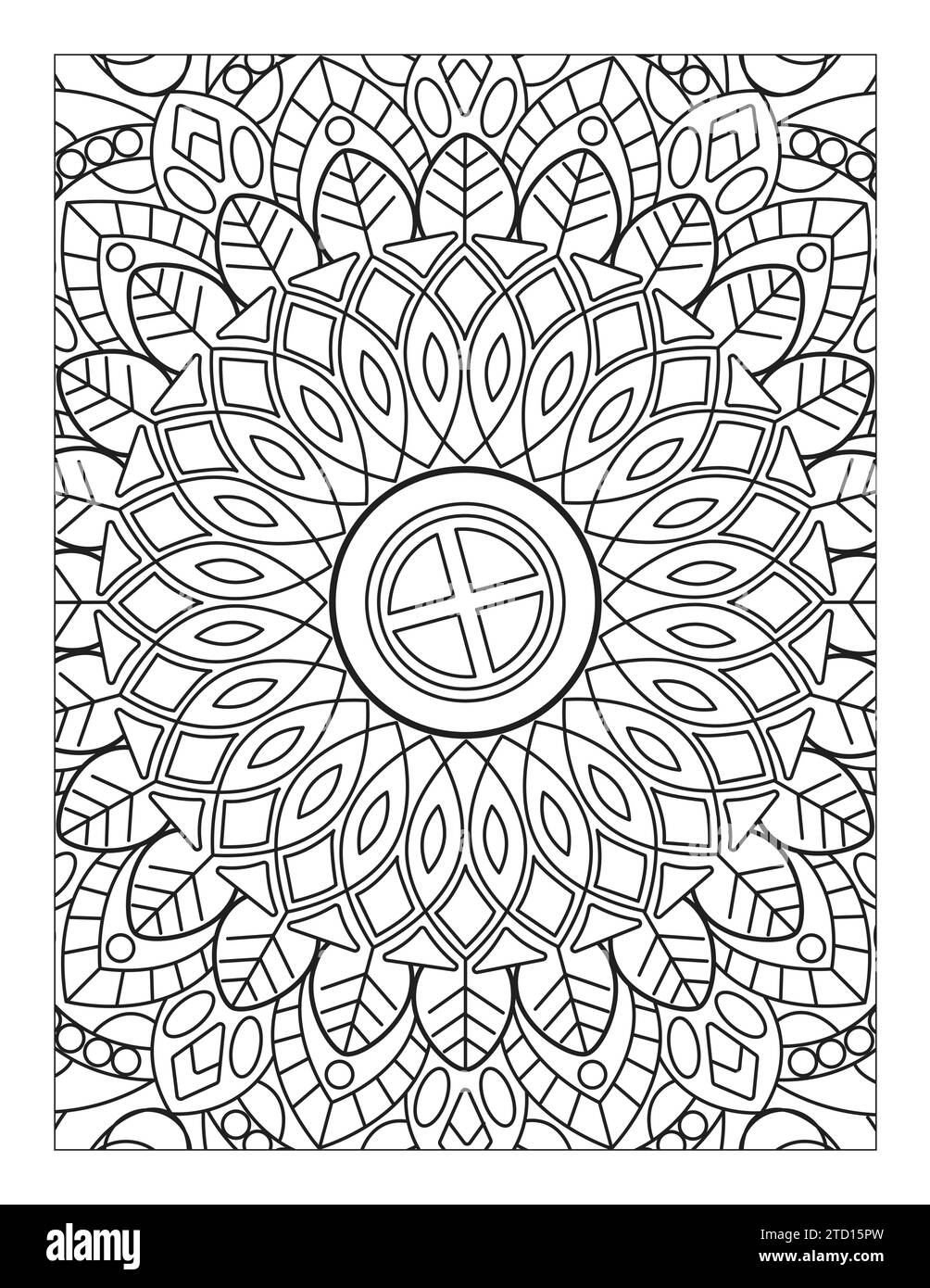 Page de coloration de style Mandala simple, motif Mandala 8,5" x 11 pour KDP, Coloriage adulte, Coloriage Mandala pour enfants Illustration de Vecteur