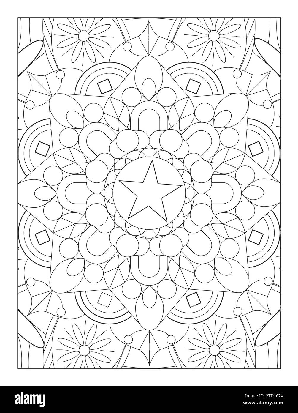 Page de coloration de style Mandala simple, motif Mandala 8,5" x 11 pour KDP, Coloriage adulte, Coloriage Mandala pour enfants Illustration de Vecteur
