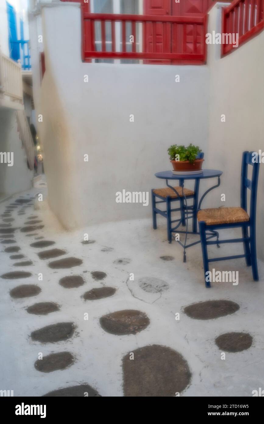 Chemin à travers Little Venice, Mykonos, Grèce Banque D'Images